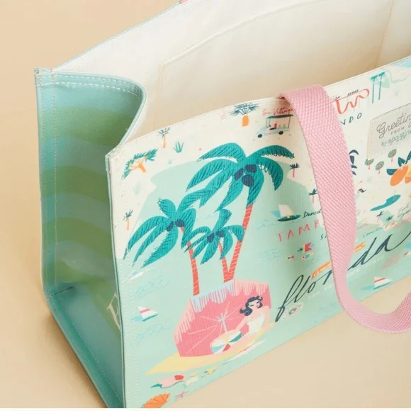 Spartina 449 Coastal Map Tote — Pink & Aqua - Picture 3 of 3